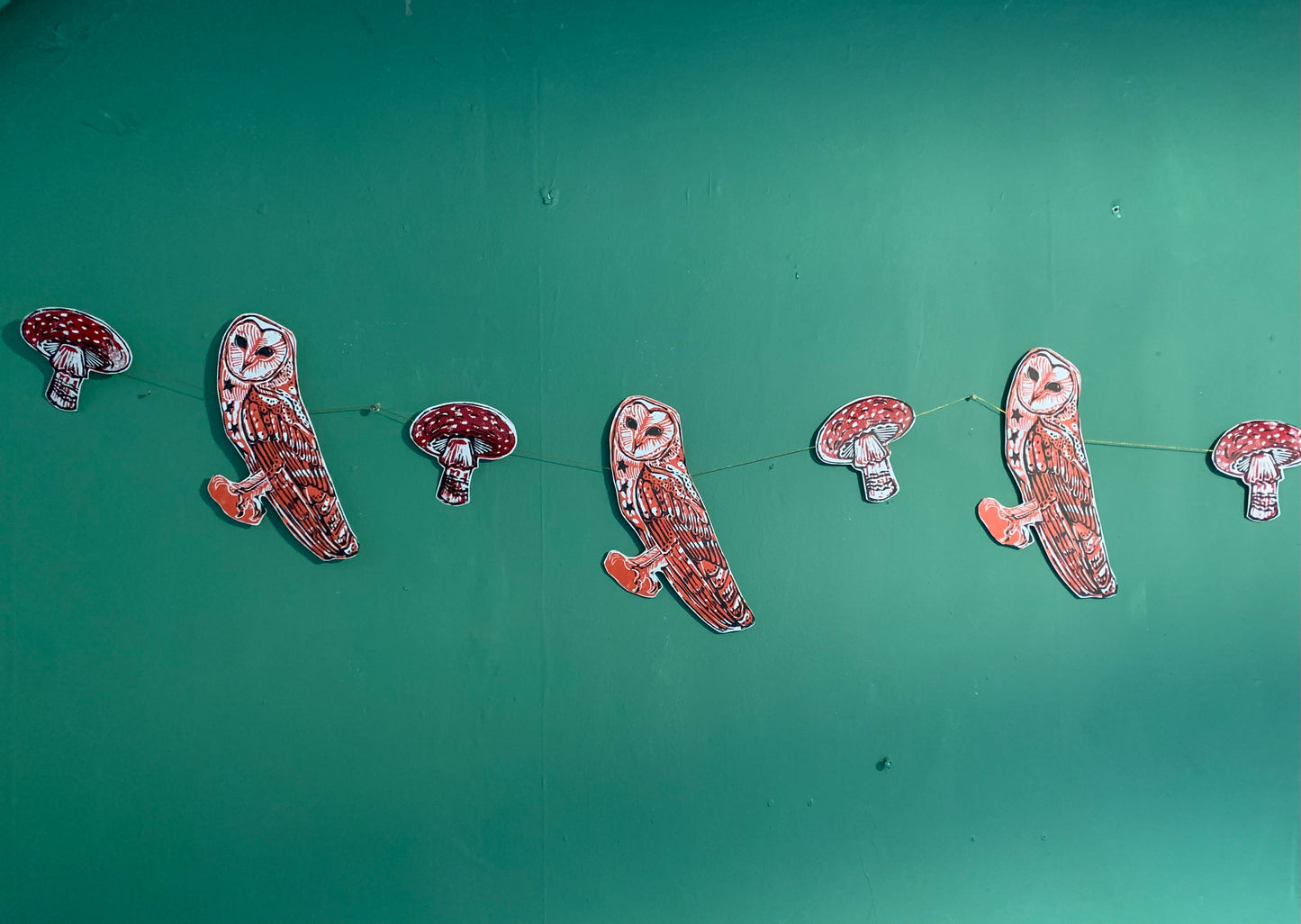 Owl and Toadstool paper Garland