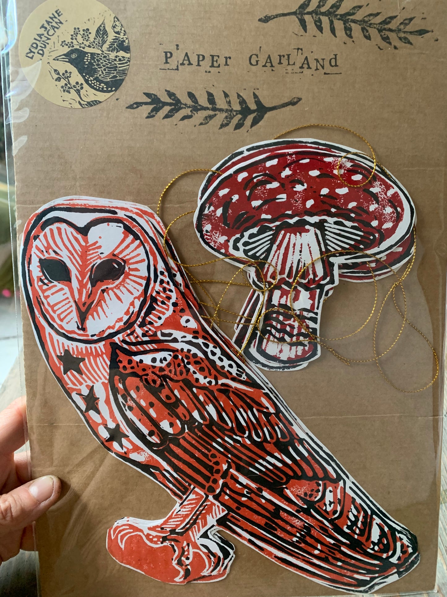Owl and Toadstool paper Garland
