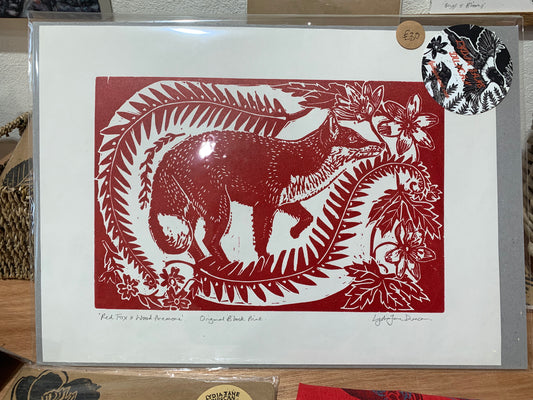 Red Fox Block Print