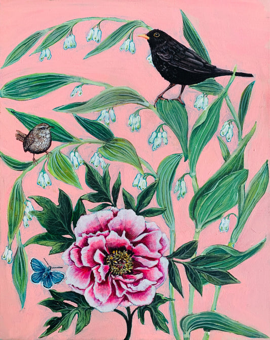 Blackbird and Solomons Seal , limited Giclee print.