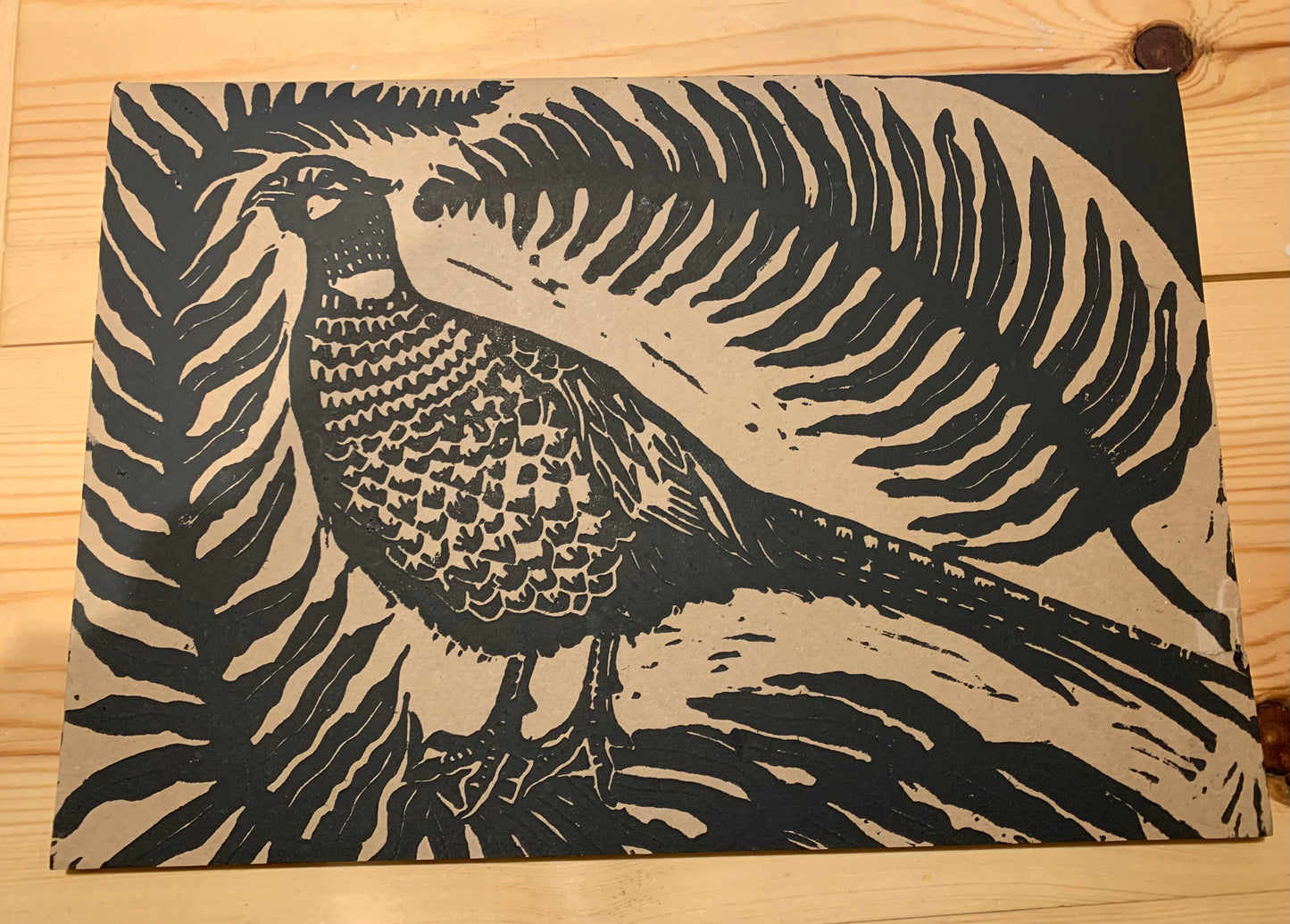Pheasant block print Sketch book