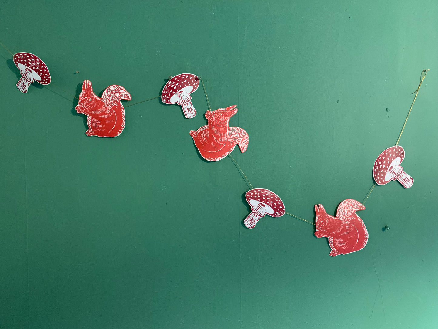 Red Squirrel and Toadstool paper Garland